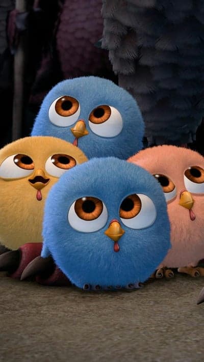 Cute Angry Birds chicks with big eyes and fluffy feathers