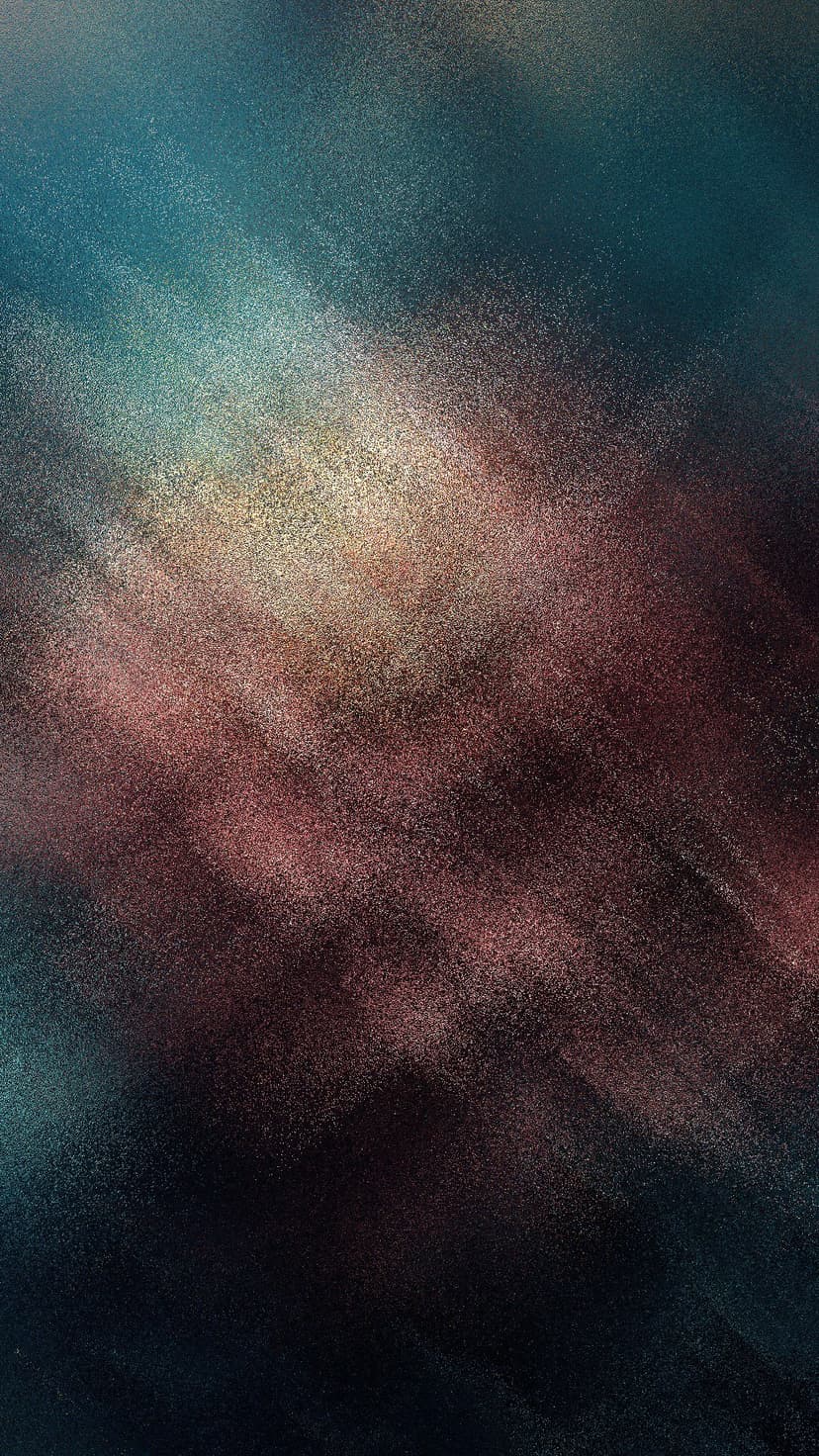 Swirling purple and blue cosmic gas clouds with shimmering stardust clusters against a dark celestial void.
