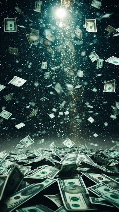 Glowing Currency Cascade Prosperity Screen Background