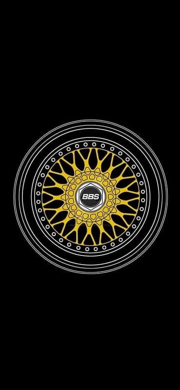 BBS Gold Mesh Wheel on Black Background Wallpaper