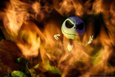 Jack Skellington Spooky Autumn Fire Mobile Wallpaper