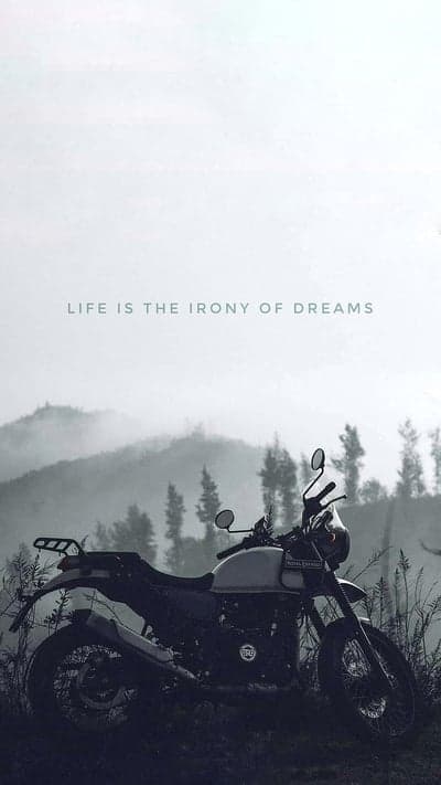 Misty Mountain Motorcycle Quote Vertical Phone Wallpaper