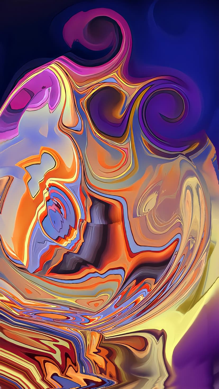 Vibrant magenta and yellow organic swirls flow together to create a psychedelic liquid pattern with deep shadows.