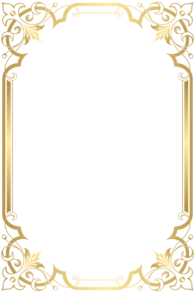 Gold rectangle border frame features a polished metallic texture and clean geometric lines on a clear background.
