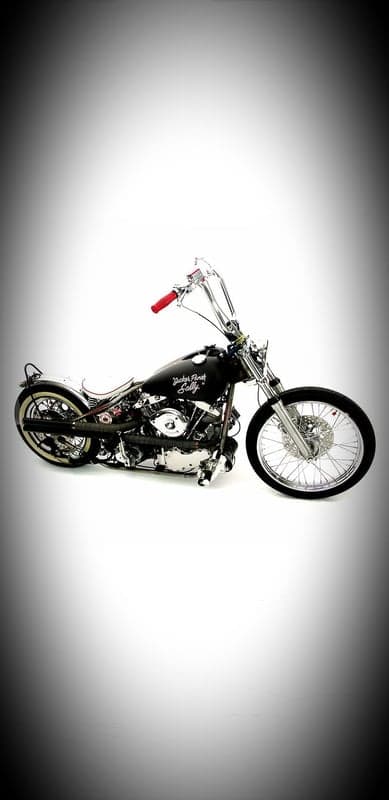 Custom Black Chopper Motorcycle with Red Handlebars