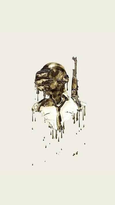 Golden PUBG Soldier Melting Artwork with Rifle