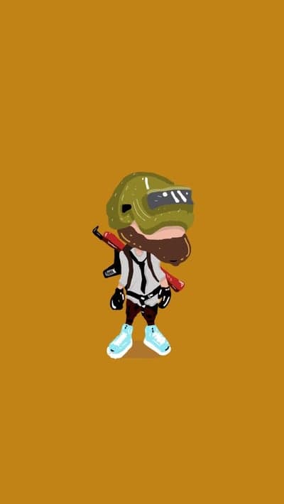 Cartoon PUBG Soldier with Helmet and Rifle