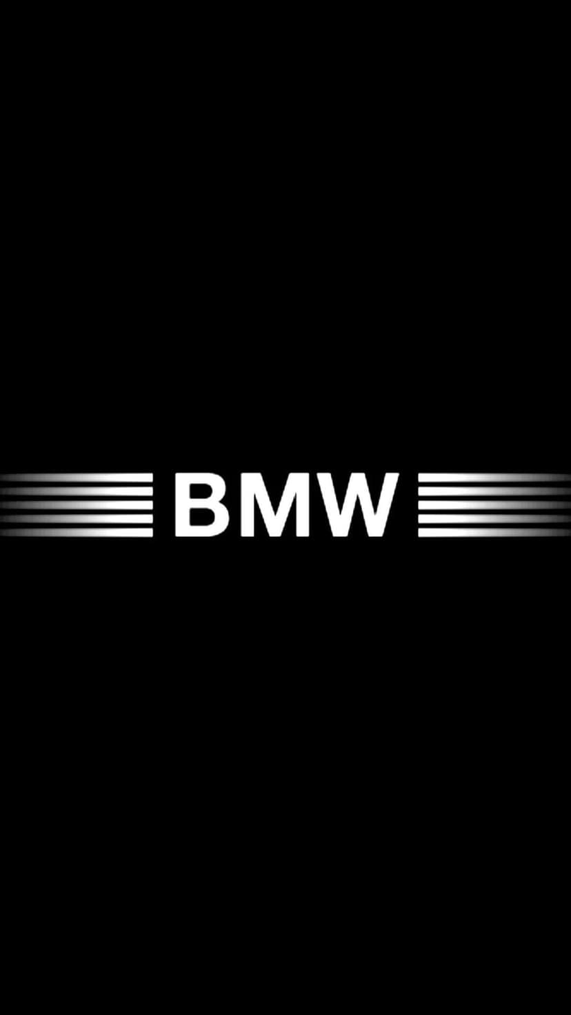 BMW logo centered on a black background featuring horizontal white speed lines across a vertical frame.