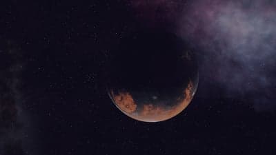 Mysterious Red and Dark Planet in Cosmic Nebula