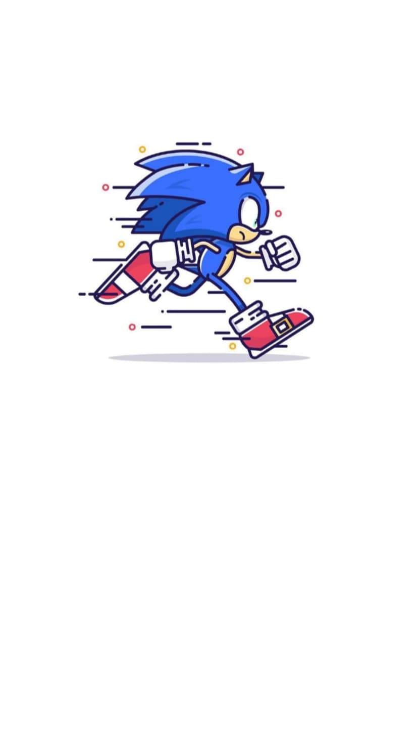 Sonic the Hedgehog sprints forward with red shoes and white gloves, featuring white speed lines and blue fur.