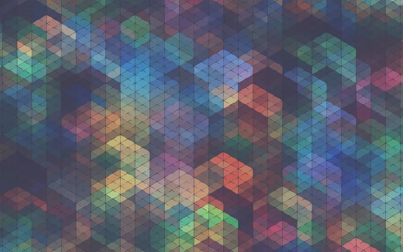 Interlocking hexagonal cells showing a prismatic gradient of blue, green, and purple with 3D depth effects.