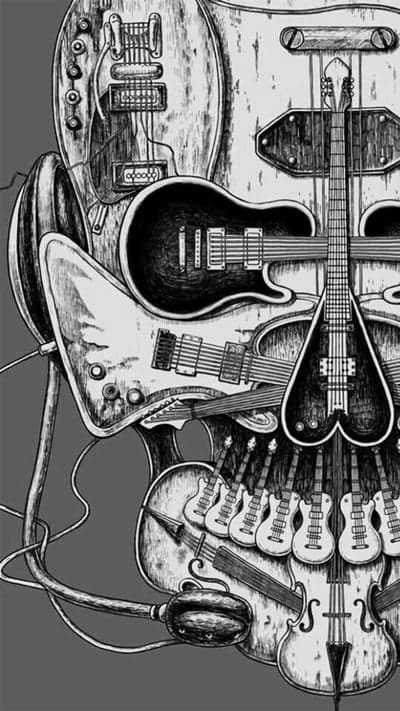 Abstract Collage of Guitars and Violin