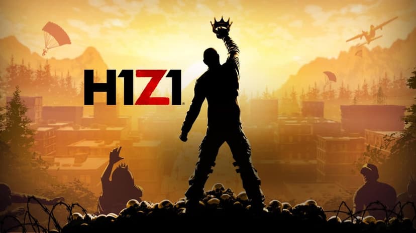 Silhouette of a survivor holding a golden crown atop skulls against an orange sunset city background.