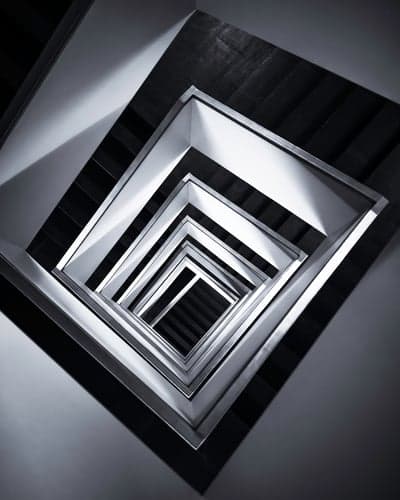 Abstract Square Staircase Architecture with Dramatic Light