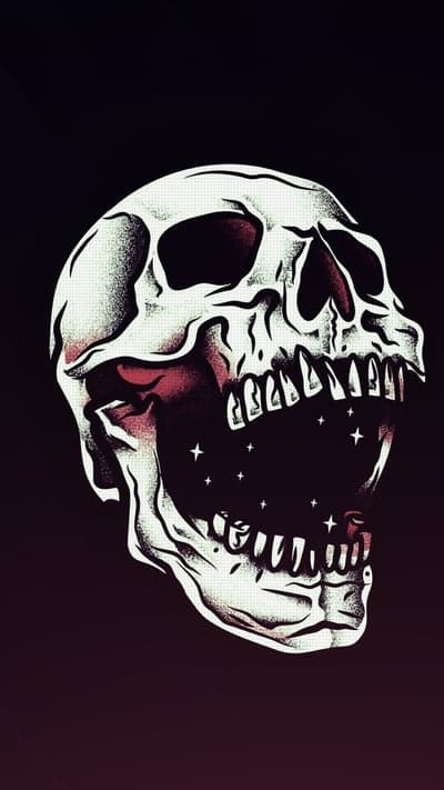 Monochrome Celestial Skull with Starry Void Phone Wallpaper