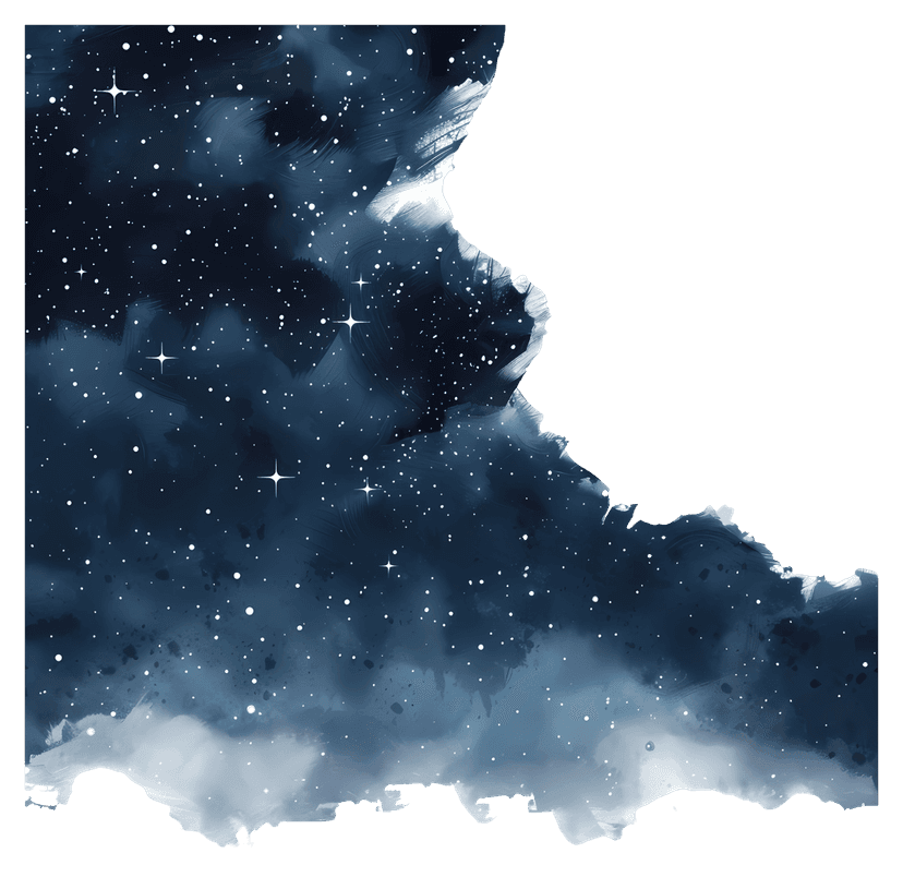 Starry night sky background showcasing dense white twinkling stars over dark navy blue cosmic gradients.