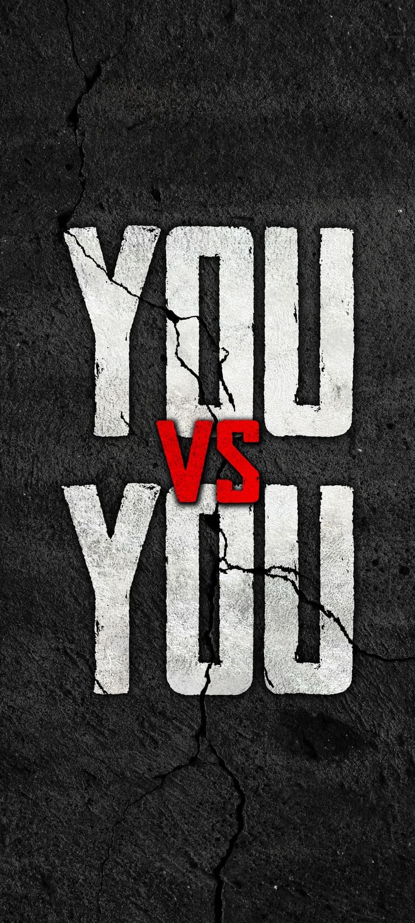 You vs You text in a white fractured font centered on a dark charcoal background with a rough stone texture.