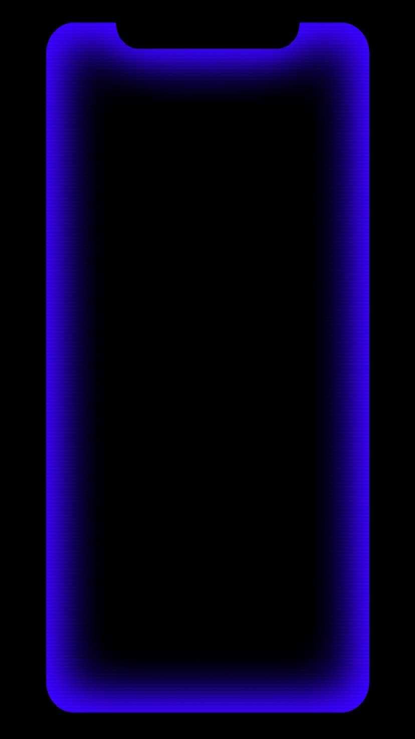 Vibrant cyan light border with soft horizontal textures outlining a deep black rectangular mobile screen void.