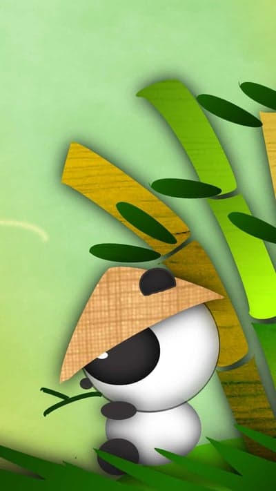 Cute Panda Wearing Hat Amongst Bamboo