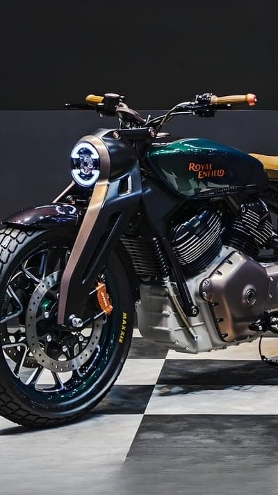 Dark Green Royal Enfield Custom Motorcycle Mobile Wallpaper