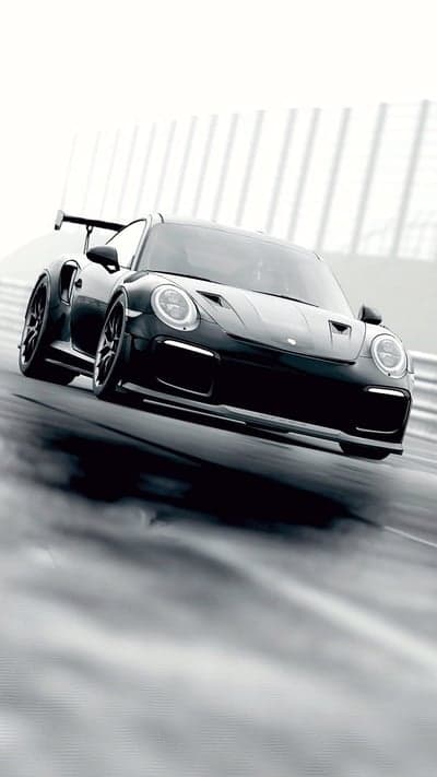 Porsche 911 GT2 RS Monochrome Wet Track Phone Wallpaper