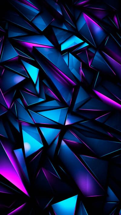 Luminous Blue and Purple Crystal Geometry Phone Wallpaper