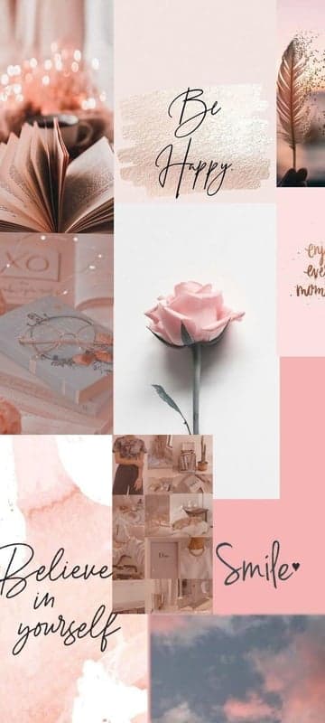 Aesthetic Pink Collage: Books, Roses, and Inspiring Quotes