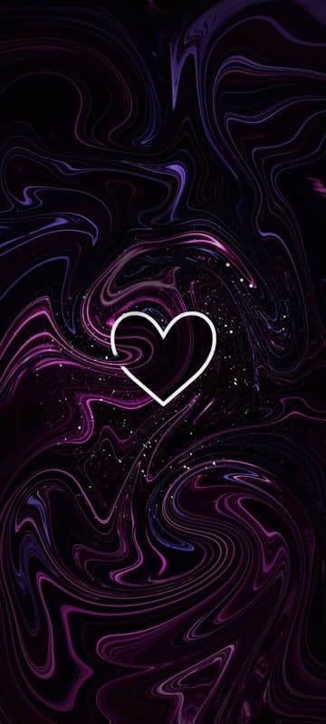 Abstract Purple Heart Wallpaper with Swirling Galaxies