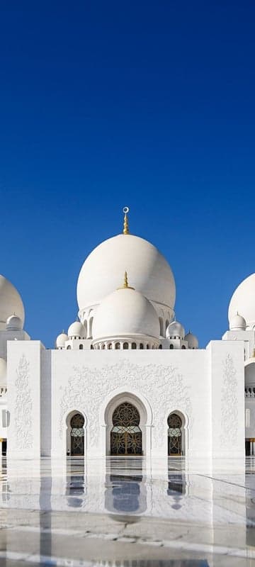 Sheikh Zayed Grand Mosque Domes Reflected in Water