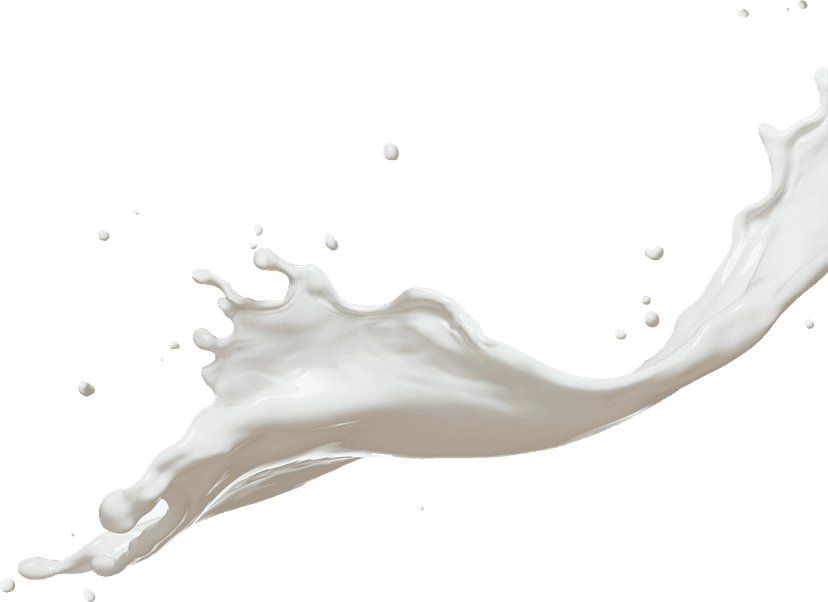 Coconut milk splash liquid pouring near a coconut branch and human hand showing realistic fluid motion.
