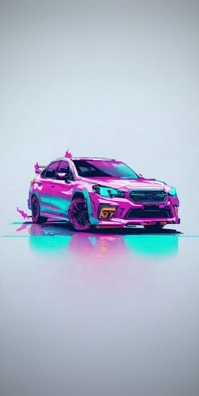 Cyberpunk Subaru Outback with Neon Pink and Teal Accents