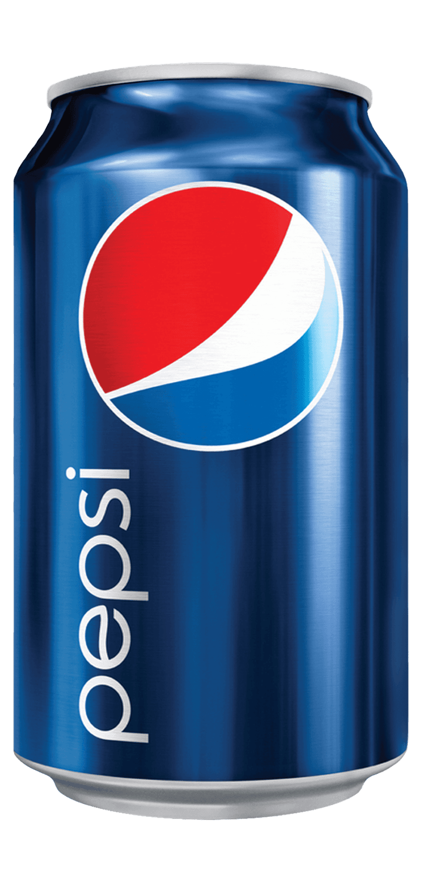 Pepsi beverage can featuring a matte blue finish, silver aluminum rim, and iconic circular logo on a front view.
