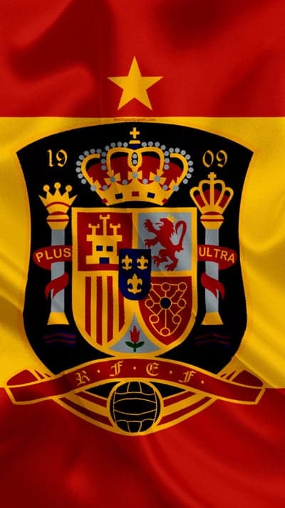 Spanish National Football Team Crest and Flag Wallpaper