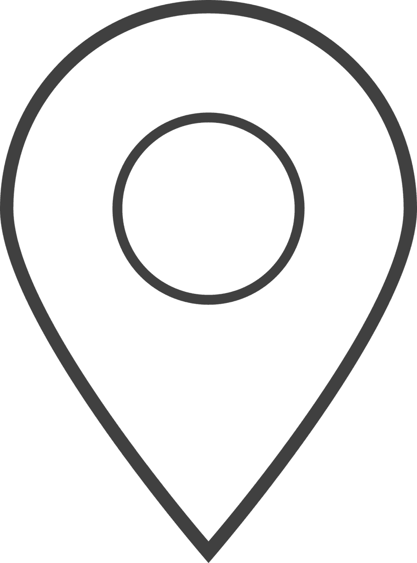 Gray map pin outline icon featuring a hollow center and pointed base for minimalist navigation interfaces.