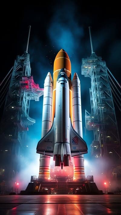 Space Shuttle Night Launch Mobile Wallpaper