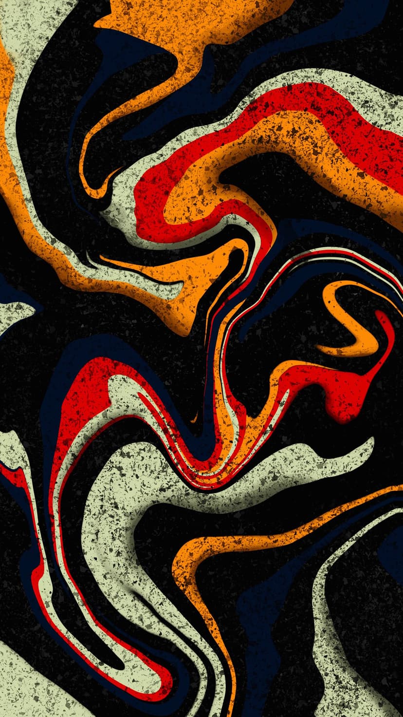 Red and black marbled fluid swirls featuring a grainy texture with organic shapes and flowing liquid lines.