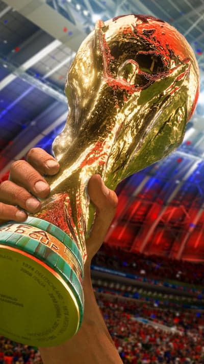 World Cup Trophy Held High in Stadium
