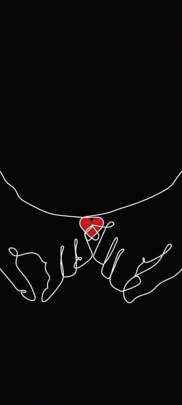 Minimalist Pinky Promise Heart Line Art Wallpaper