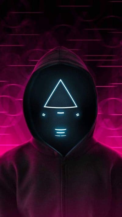 Cyberpunk Hooded Character with Glow Mask Phone Background