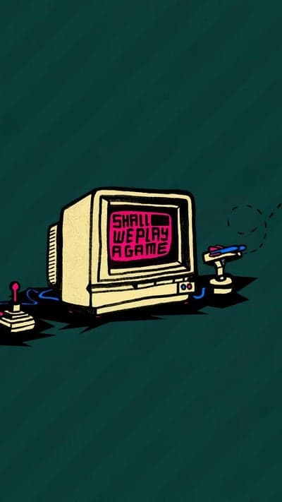 Retro computer game setup with joystick and gun