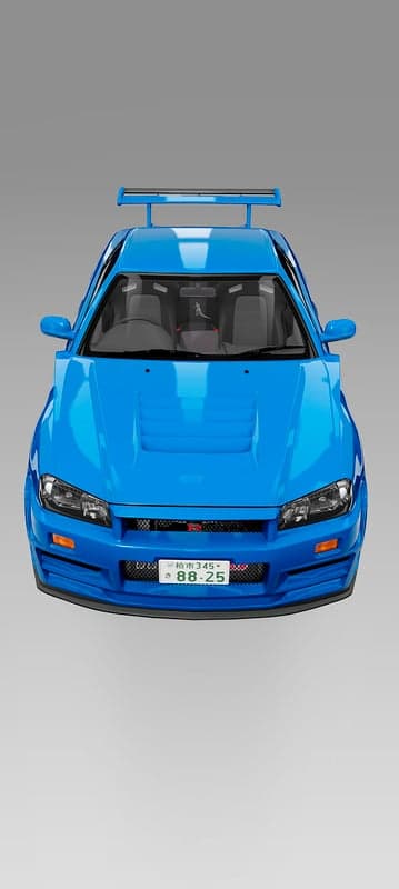 Bayside Blue Nissan Skyline R34 GT-R Vertical Phone Background