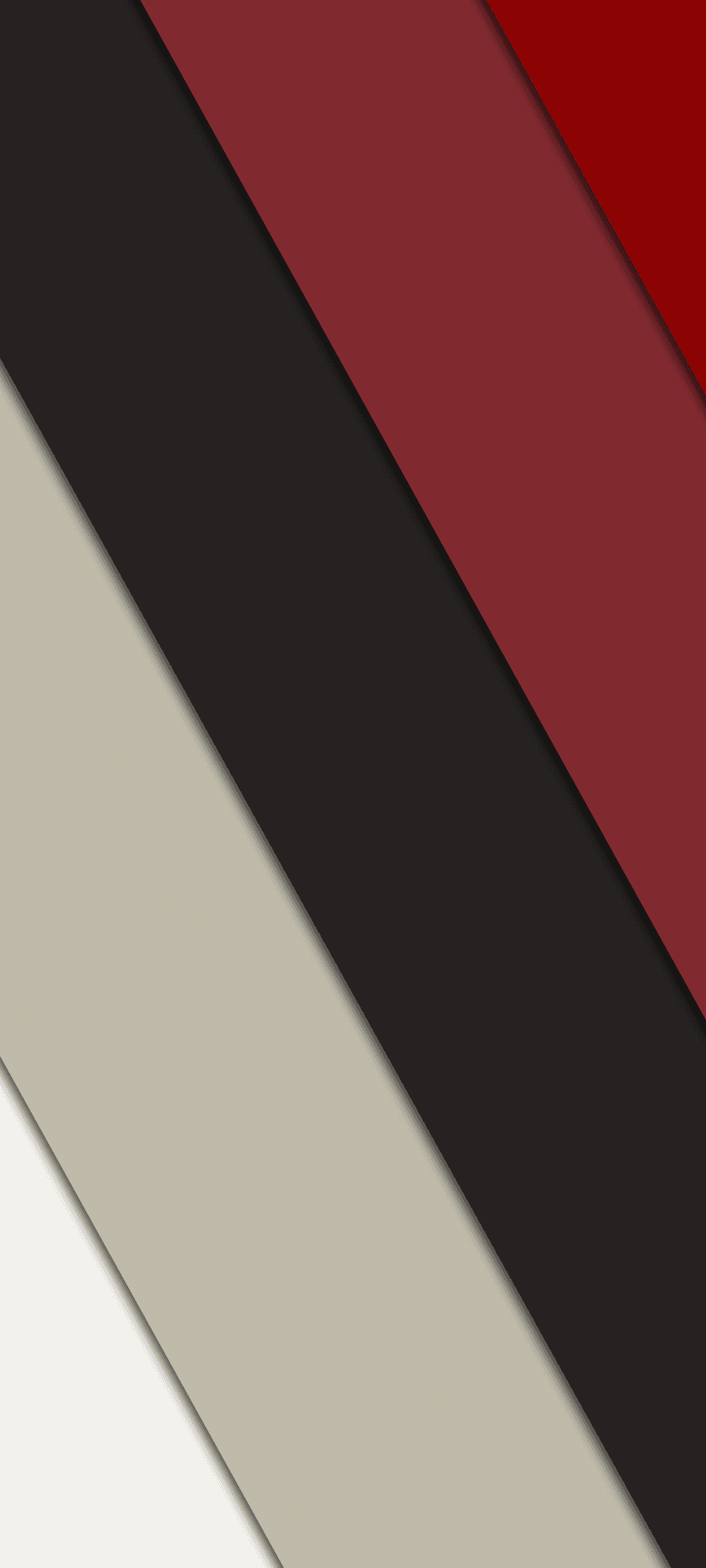 Diagonal red, black, beige, and white stripes overlap with subtle drop shadows in a geometric vertical pattern.