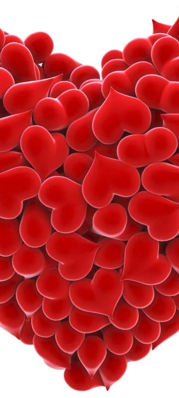 Heap of Red Hearts Forming a Larger Heart Shape