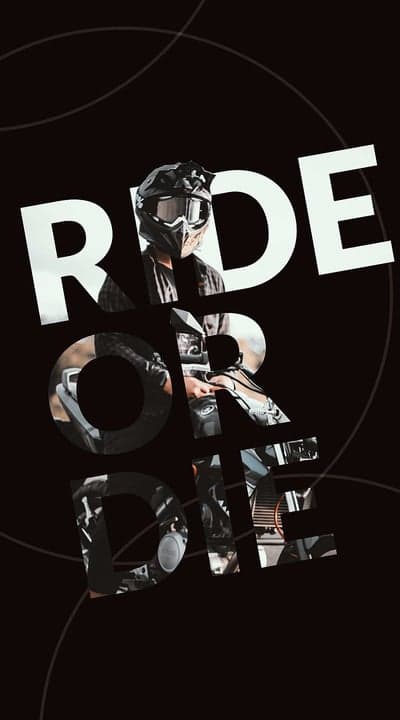 Ride or Die Motorcycle Helmet Text Overlay