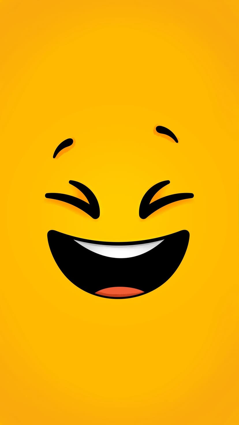 Laughing emoji face with closed eyes and a wide open mouth centered on a solid vibrant yellow background.