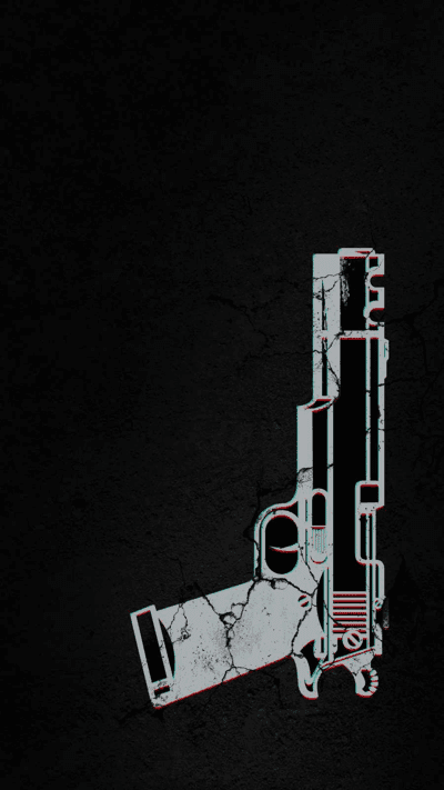 Dark Gray Cracked Pistol Silhouette Wallpaper