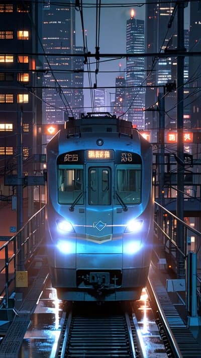 Futuristic Night Express Neon Cityscape Mobile Wallpaper