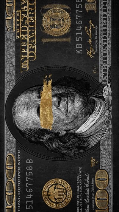 Black and Gold Benjamin Franklin Hundred Dollar Bill