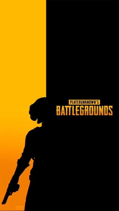 PUBG Silhouette with Gun on Orange and Black Background