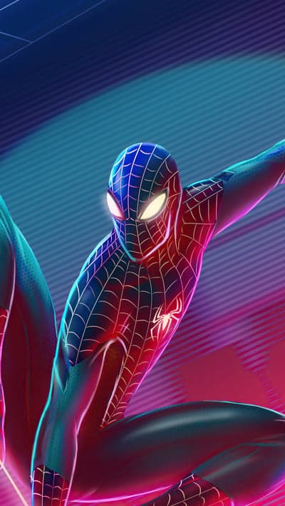 Miles Morales Spider-Man Neon Glow Wallpaper